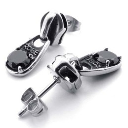 Brincos De Titânio Com Diamante Negro