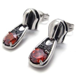 Brincos De Titânio Com Diamante Vermelho