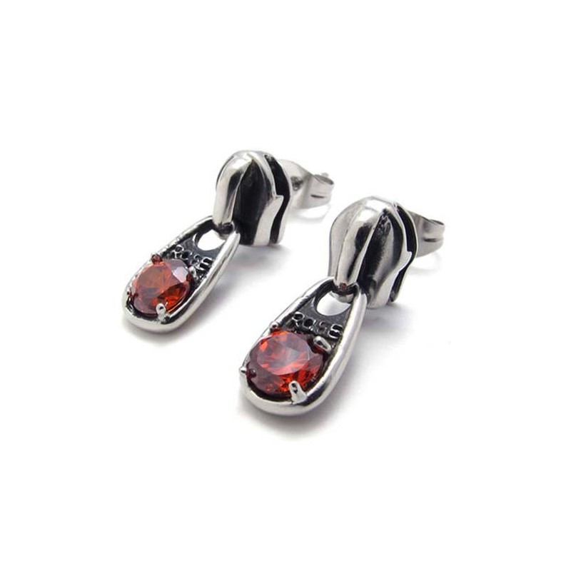 Brincos De Titânio Com Diamante Vermelho Brincos De Titânio Com Diamante Vermelho