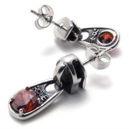 Brincos De Titânio Com Diamante Vermelho