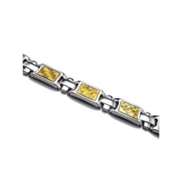 Pulseira Magnética Masculina De Titânio Puro Dourado E Prateado