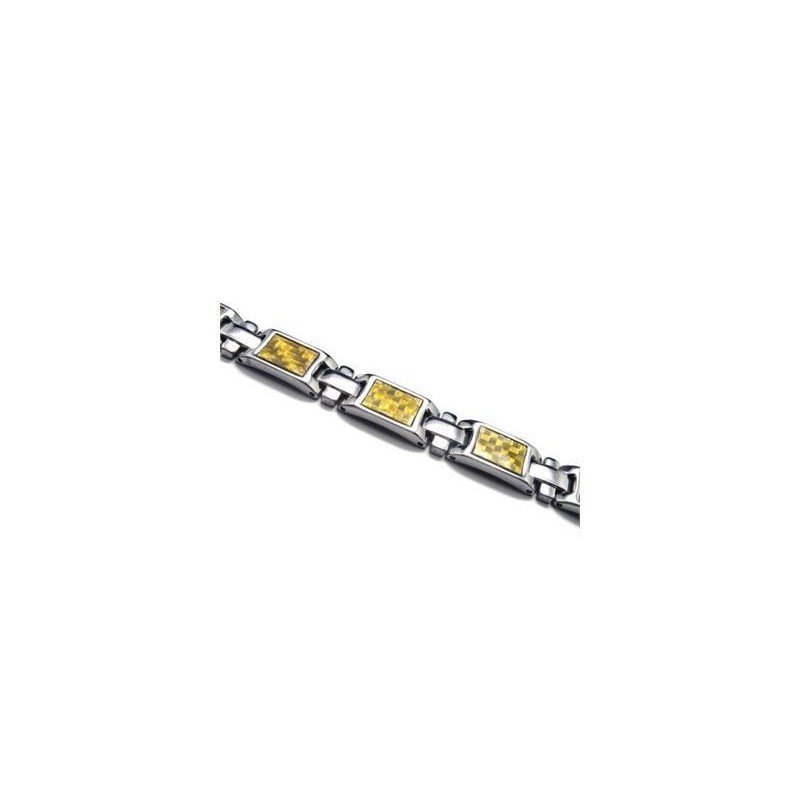 Pulseira Magnética Masculina De Titânio Puro Dourado E Prateado