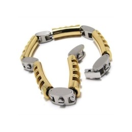 Pulseira Masculina De Titânio Puro Com Pingente De Prata Dourada Para Meninos