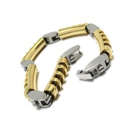 Pulseira Masculina De Titânio Puro Com Pingente De Prata Dourada Para Meninos