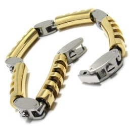Pulseira Masculina De Titânio Puro Com Pingente De Prata Dourada Para Meninos