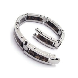 Pulseira Masculina Preta De Borracha De Titânio Puro Com Pingentes