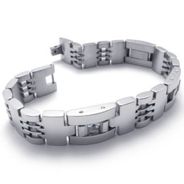 Pulseira De Titânio Com Diamantes De 8,5 Polegadas