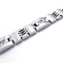 Pulseira De Titânio Com Diamantes De 8,5 Polegadas
