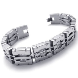Pulseira De Titânio Com Diamantes De 8,1 Polegadas