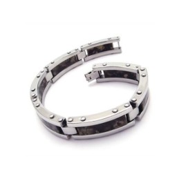 Pulseira Masculina Preta De Borracha De Titânio Puro Com Pingentes