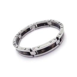 Pulseira Masculina Preta De Borracha De Titânio Puro Com Pingentes