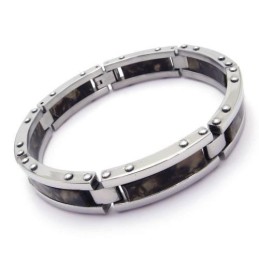 Pulseira Masculina Preta De Borracha De Titânio Puro Com Pingentes