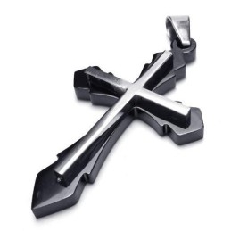 Colar Masculino Com Pingente De Cruz Em Titânio Puro Preto (Novo)