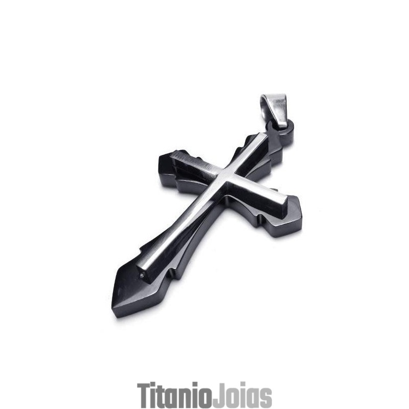 Colar Masculino Com Pingente De Cruz Em Titânio Puro Preto (Novo) Colar Masculino Com Pingente De Cruz Em Titânio Puro Preto (Novo)