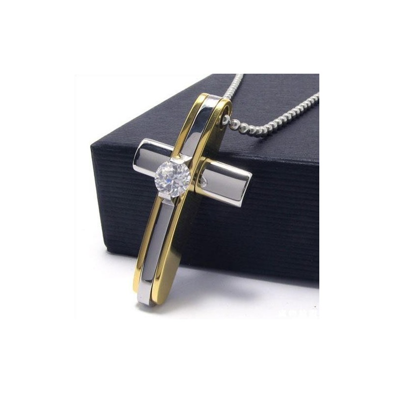 Colar Com Pingente De Cruz De Titânio Puro Dourado Para Meninos Colar Com Pingente De Cruz De Titânio Puro Dourado Para Meninos