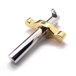 Colar Com Pingente De Cruz Em Titânio Puro Dourado E Prateado