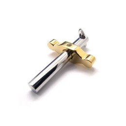 Colar Com Pingente De Cruz Em Titânio Puro Dourado E Prateado