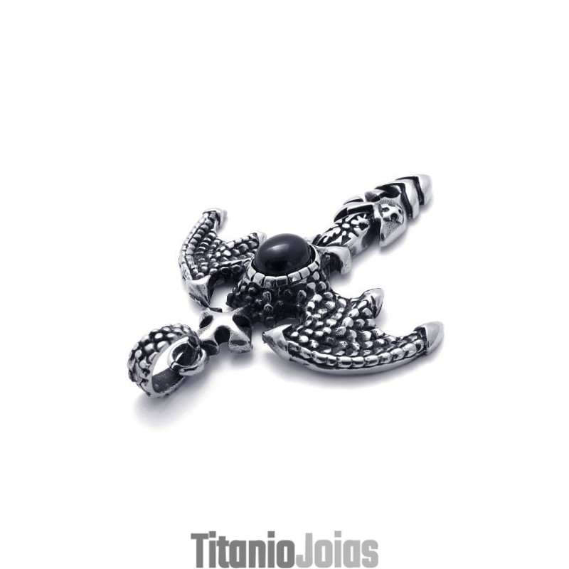 Pingente De Morcego De Titânio Com Zircônia Preta Pingente De Morcego De Titânio Com Zircônia Preta