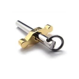 Colar Com Pingente De Cruz Em Titânio Puro Dourado E Prateado