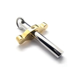 Colar Com Pingente De Cruz Em Titânio Puro Dourado E Prateado