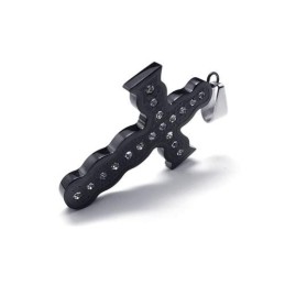 Colar Com Pingente De Cruz Em Titânio Puro Preto Masculino