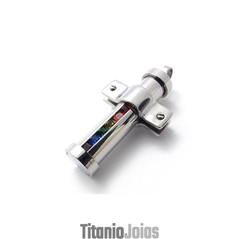 Pingente De Titânio Com Zircônias Coloridas Pingente De Titânio Com Zircônias Coloridas
