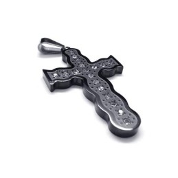 Colar Com Pingente De Cruz Em Titânio Puro Preto Masculino