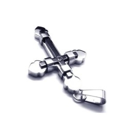 Colar Com Pingente De Cruz De Titânio Puro E Prata Preta Para Homens