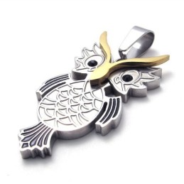 Pingente De Coruja Em Prata E Titânio