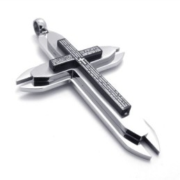 Pingente De Cruz De Titânio Com Três Camadas