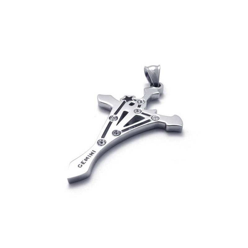 Pingente Gemini De Titânio Com Strass Pingente Gemini De Titânio Com Strass