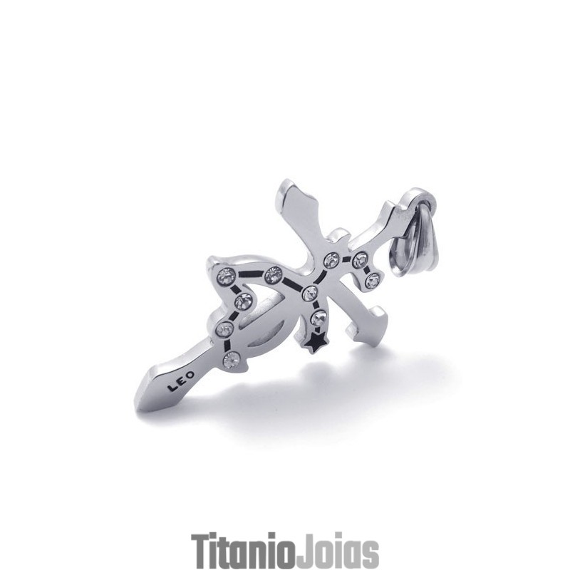 Pingente De Titânio Leo Com Strass