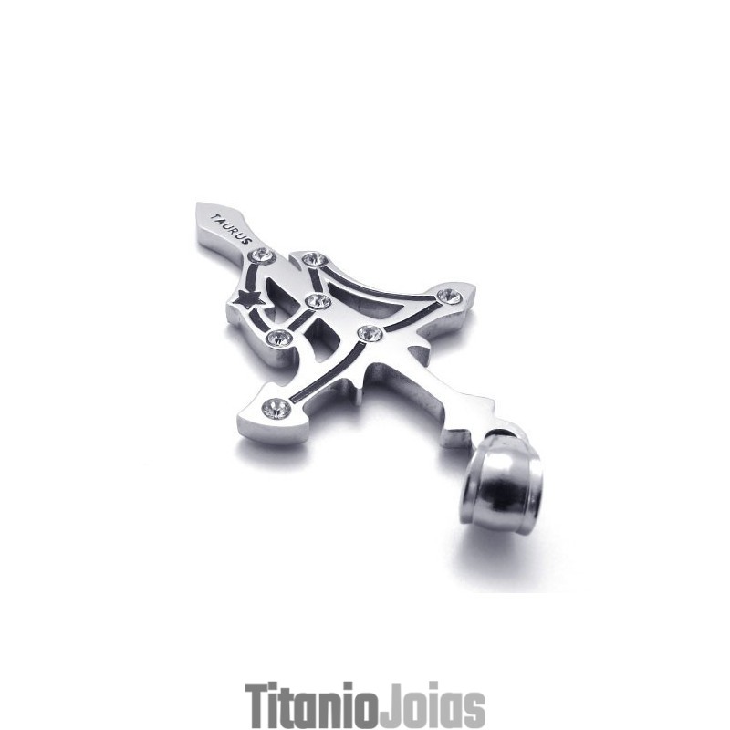 Pingente De Titânio Taurus Com Strass Pingente De Titânio Taurus Com Strass