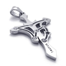 Pingente De Titânio Taurus Com Strass