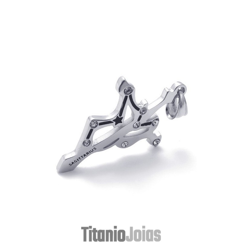 Pingente De Sagitário Em Titânio Com Strass Pingente De Sagitário Em Titânio Com Strass