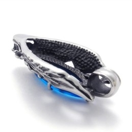 Pingente De Titânio Com Cabeça De Dragão E Zircônia Azul