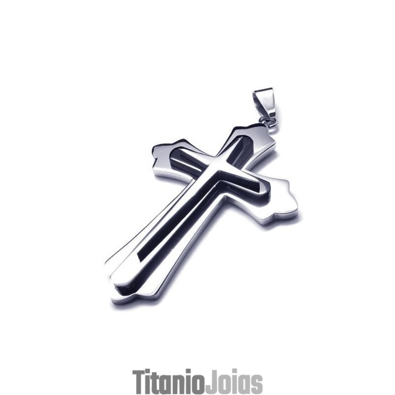 Colar Com Pingente De Cruz De Titânio Puro E Prata Preta Para Homens Colar Com Pingente De Cruz De Titânio Puro E Prata Preta Para Homens