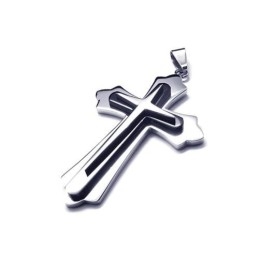 Colar Com Pingente De Cruz De Titânio Puro E Prata Preta Para Homens