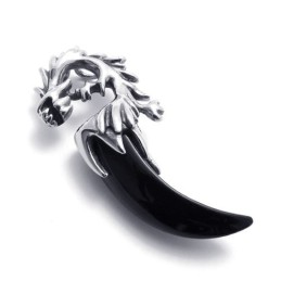 Pingente De Dente De Lobo Preto De Titânio
