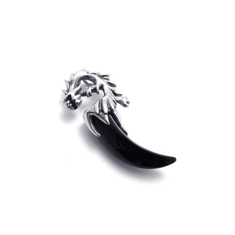 Pingente De Dente De Lobo Preto De Titânio Pingente De Dente De Lobo Preto De Titânio