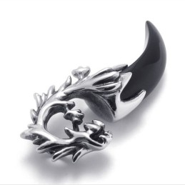 Pingente De Dente De Lobo Preto De Titânio