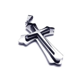 Colar Com Pingente De Cruz De Titânio Puro E Prata Preta Para Homens