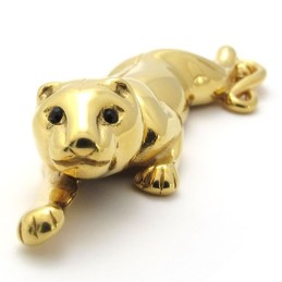 Pingente De Leão Em Titânio E Ouro Com Zircônias