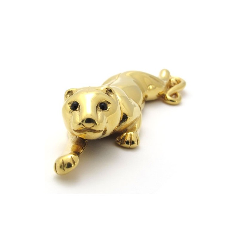 Pingente De Leão Em Titânio E Ouro Com Zircônias Pingente De Leão Em Titânio E Ouro Com Zircônias