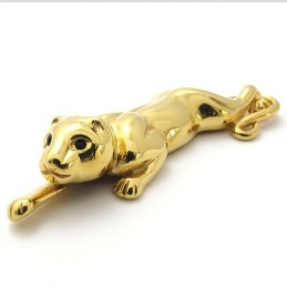 Pingente De Leão Em Titânio E Ouro Com Zircônias