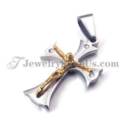 Pingente De Cruz De Titânio Dourado Para Jesus Para Mulheres