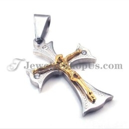 Pingente De Cruz De Titânio Dourado Para Jesus Para Mulheres