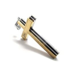 Colar Com Pingente De Cruz Em Titânio Puro Dourado E Prateado