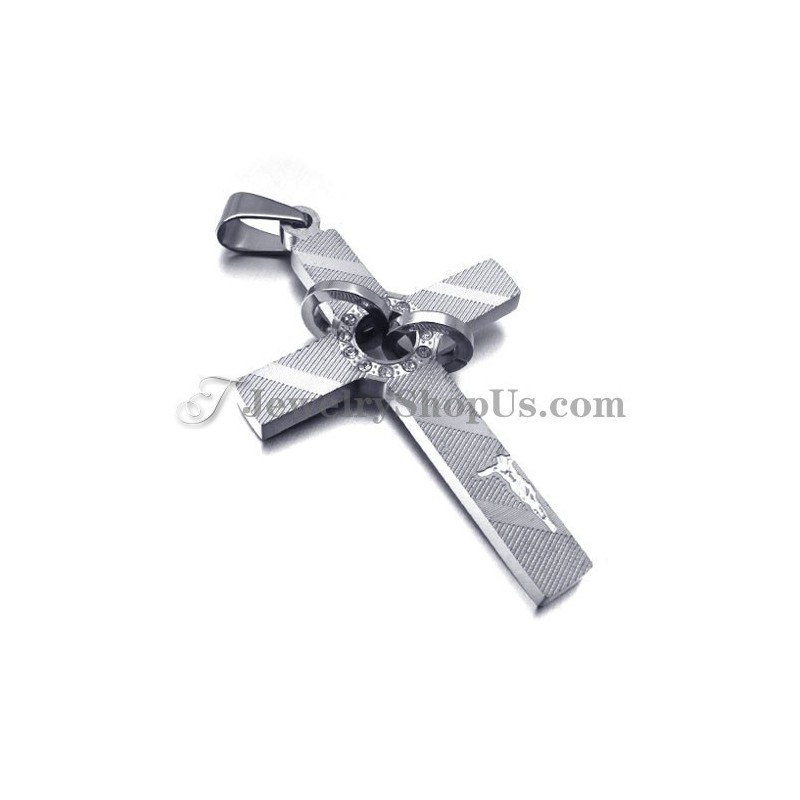 Pingente De Titânio Em Forma De Cruz Com Strass Em Formato De Círculo Pingente De Titânio Em Forma De Cruz Com Strass Em Formato De Círculo