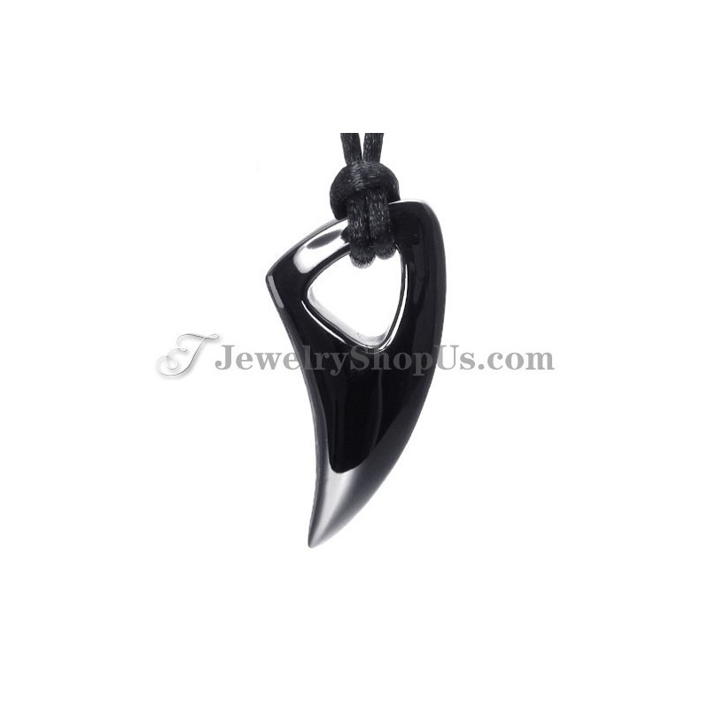 Pingente De Titânio Dente De Lobo Preto Pingente De Titânio Dente De Lobo Preto